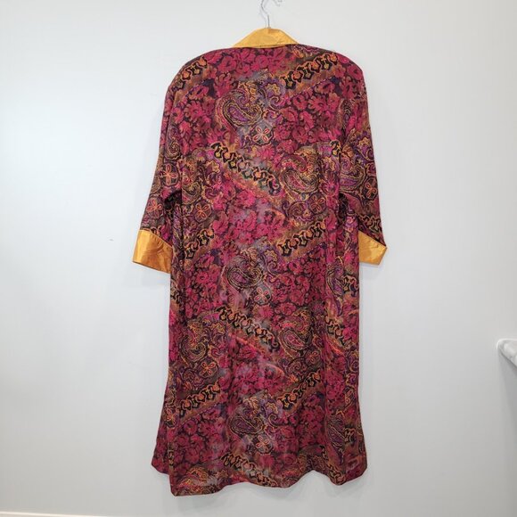 Victoria's Secret Robe Gold Tag Sheer Maroon Paisley Gold Cover-Up One Size O/S - Picture 11 of 12